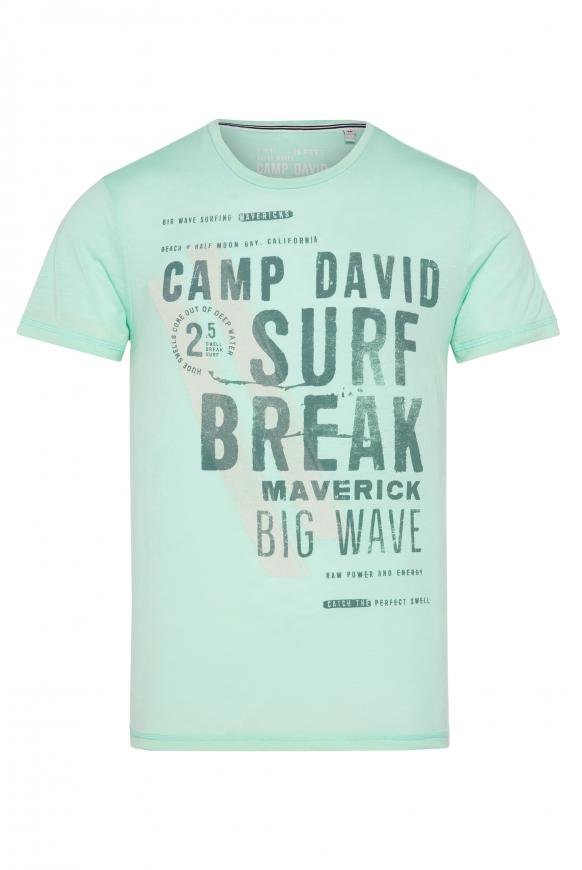 T-Shirt mit Label Print sun aqua