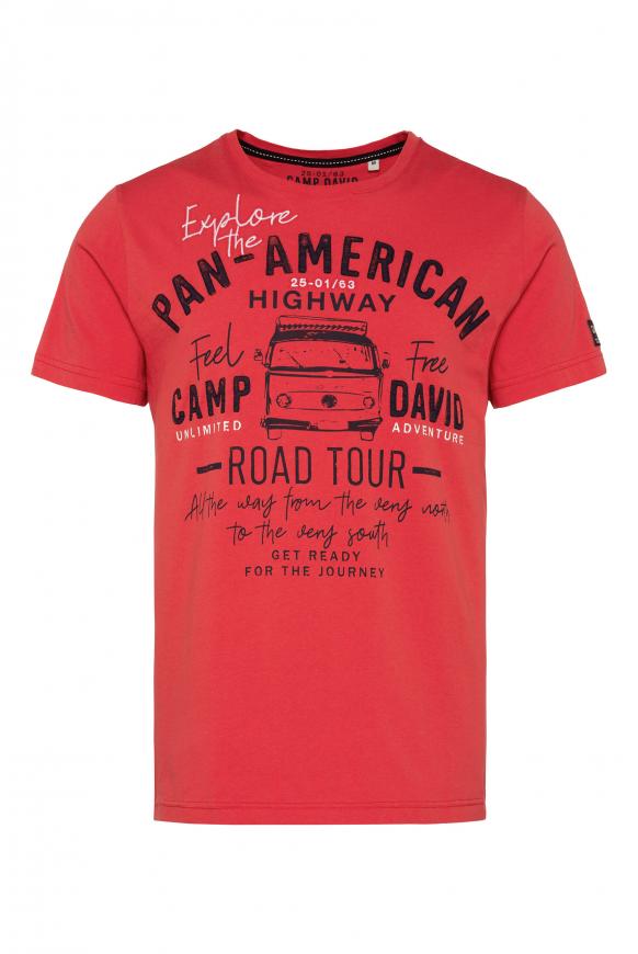 T-Shirt mit Label Prints und Stickereien red orange