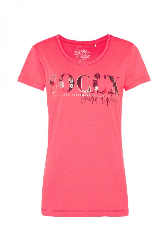 T-Shirt mit Logo Print tropical pink