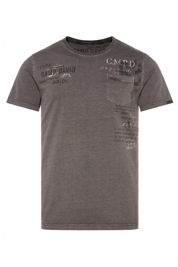 T-Shirt mit Logo Prints und Brusttasche mud