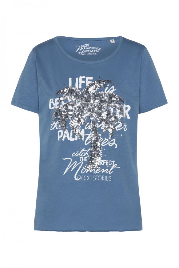 T-Shirt mit Pailletten-Artwork wave blue