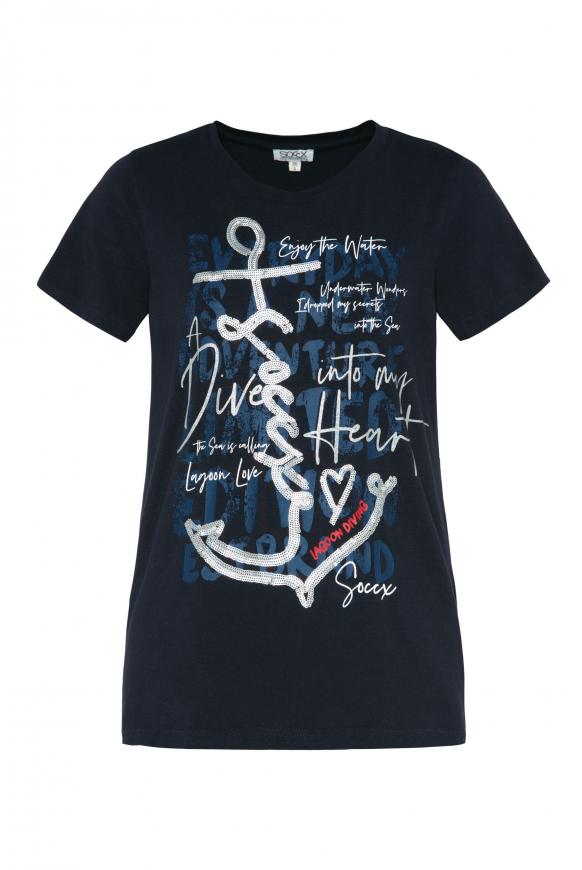 T-Shirt mit Pailletten-Artwork blue navy
