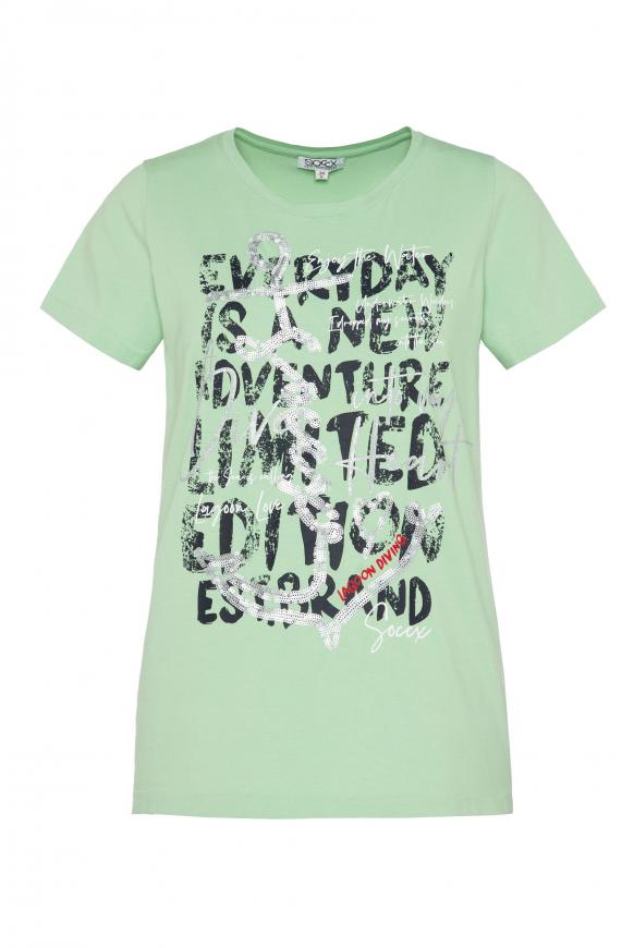 T-Shirt mit Pailletten-Artwork light green