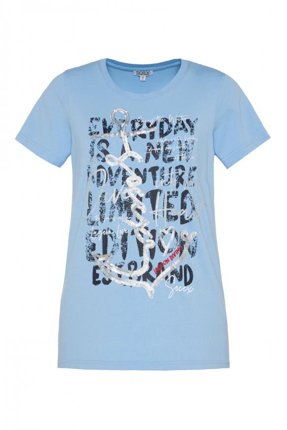 T-Shirt mit Pailletten-Artwork summer blue
