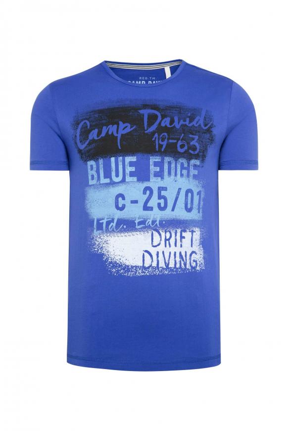 T-Shirt mit Rundhalsausschnitt und Artwork signal blue