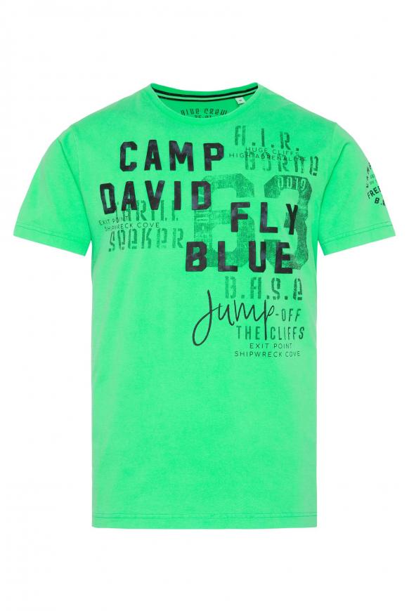 T-Shirt mit Tapes und Artwork electric green