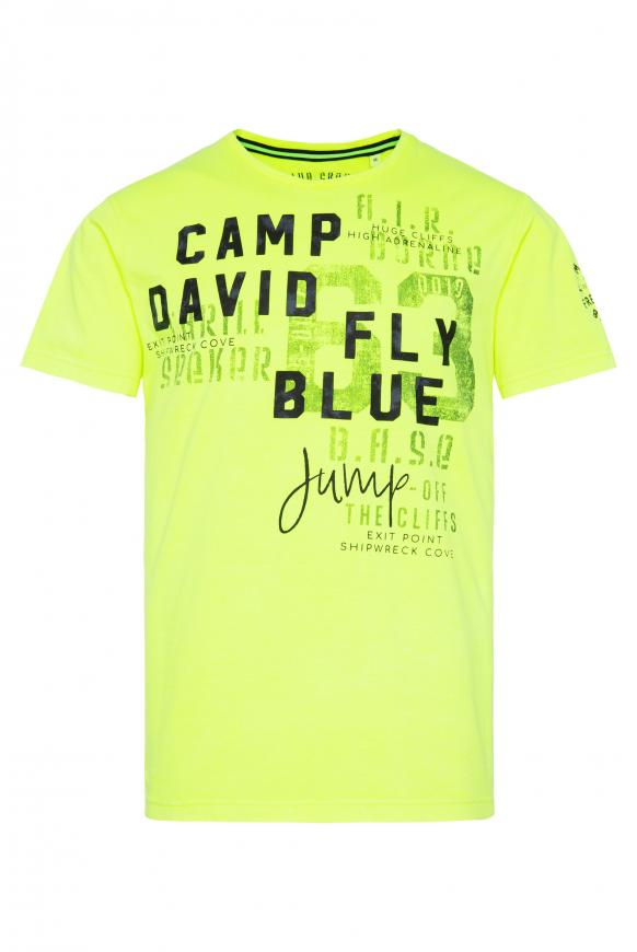 T-Shirt mit Tapes und Artwork neon lime