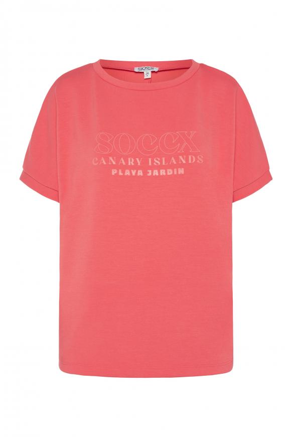 T-Shirt mit tonigem Rubber Print red coral