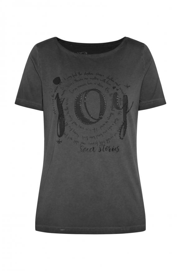 T-Shirt mit U-Boot-Ausschnitt und Artwork black