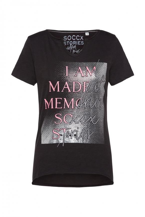 T-Shirt mit Used-Kanten und Artwork black