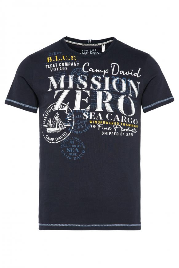 T-Shirt mit Used-Optik und Artwork deep sea
