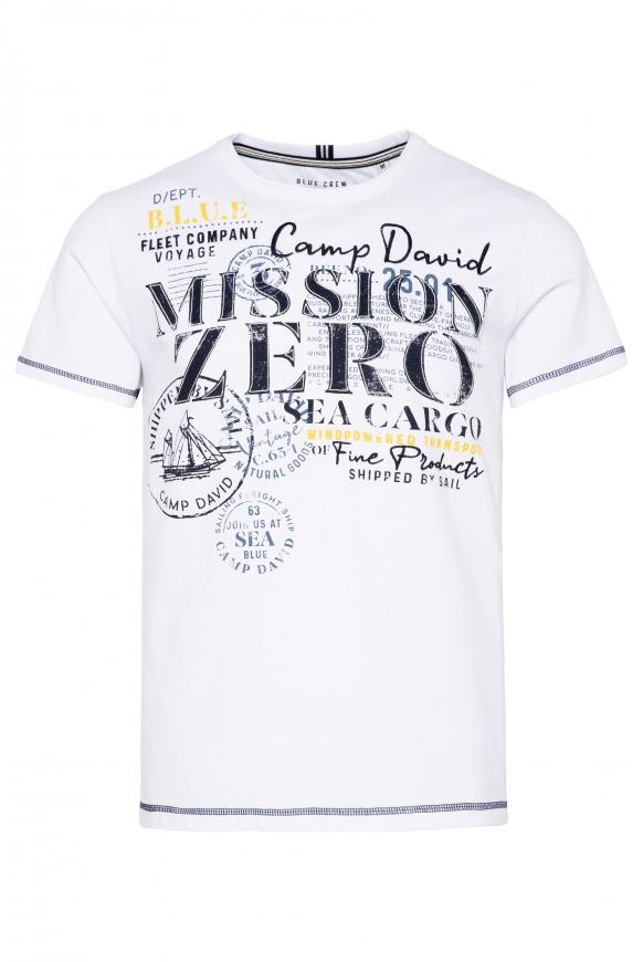 T-Shirt mit Used-Optik und Artwork opticwhite