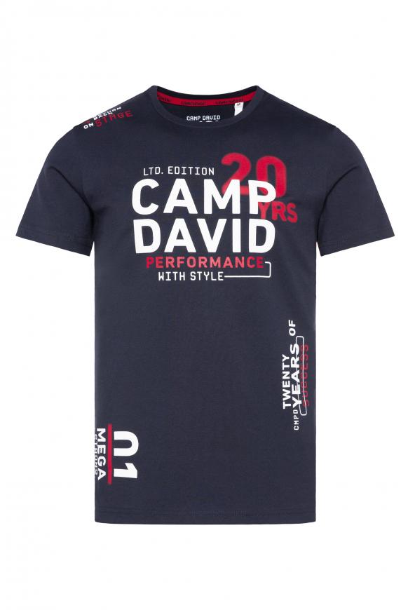 T-Shirt mit vielen Logo Prints blue navy