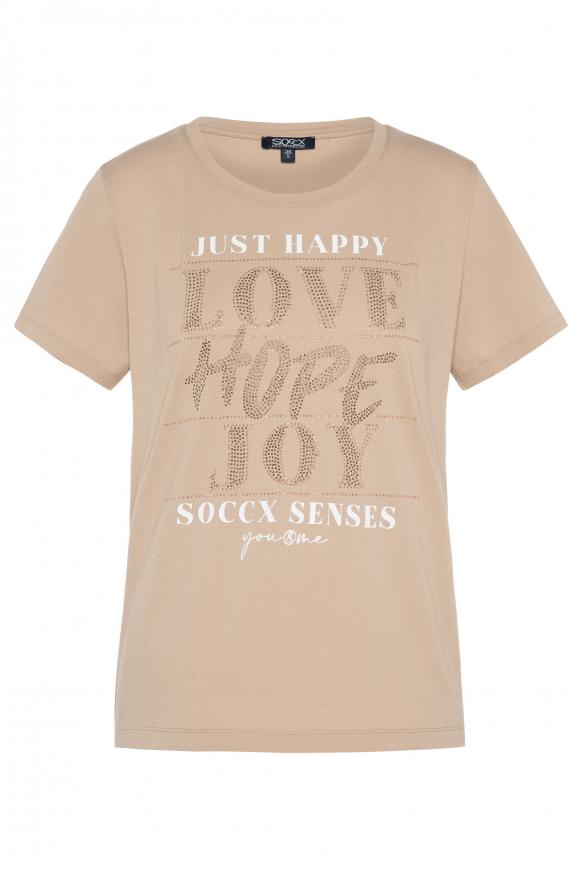 T-Shirt mit Wording aus Glitzersteinen sandpaper