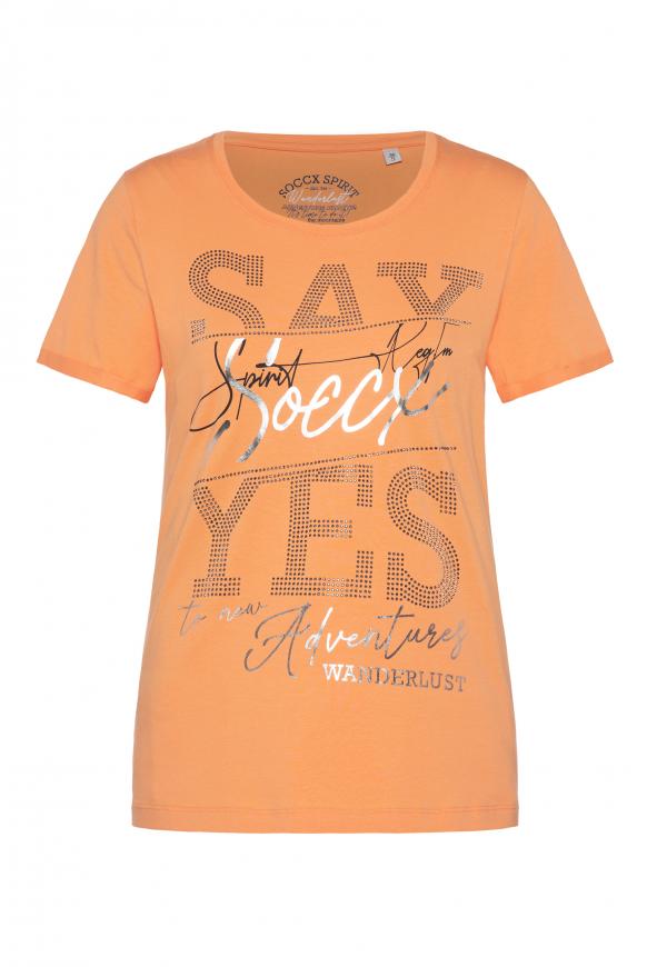 T-Shirt mit Wording Print apricot blush