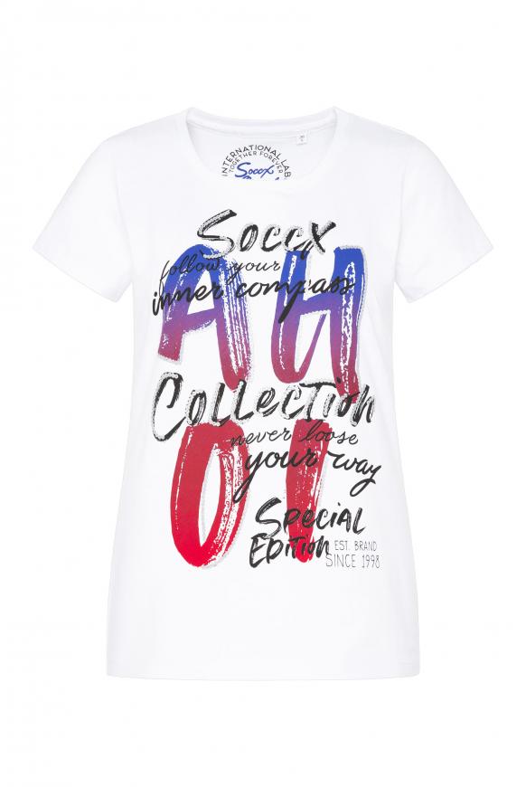 T-Shirt mit Wording und Pailletten-Print opticwhite