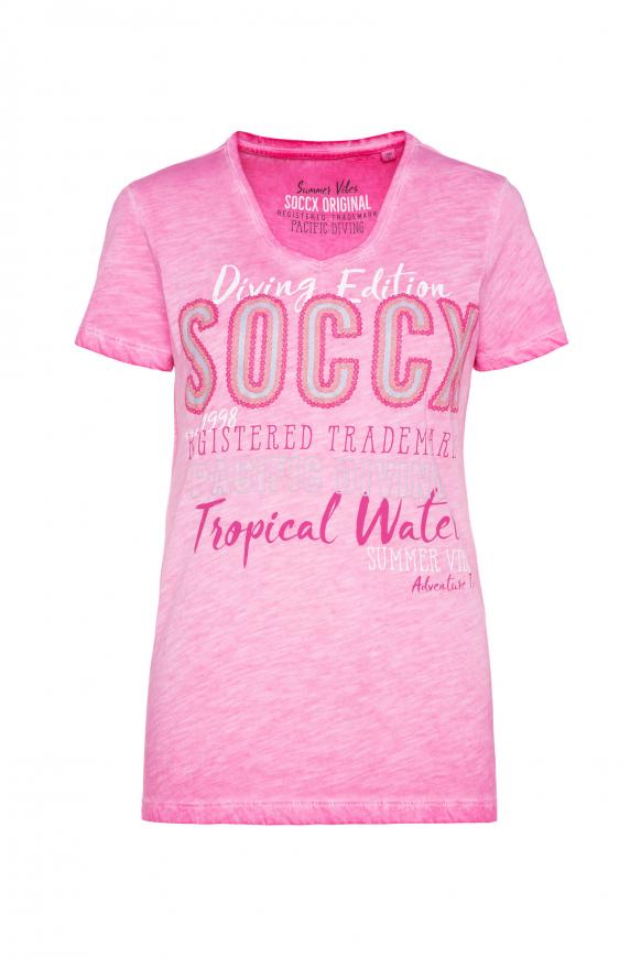 T-Shirt Oil Dyed mit Logo Print new pink