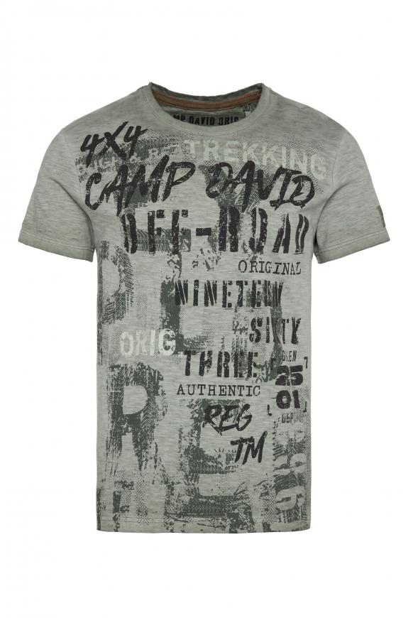 T-Shirt Oil Dyed mit Vintage Print khaki