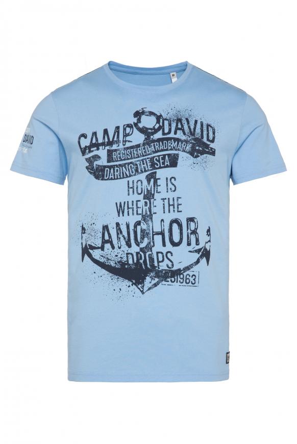 T-Shirt Rundhals mit Anker-Print summer blue