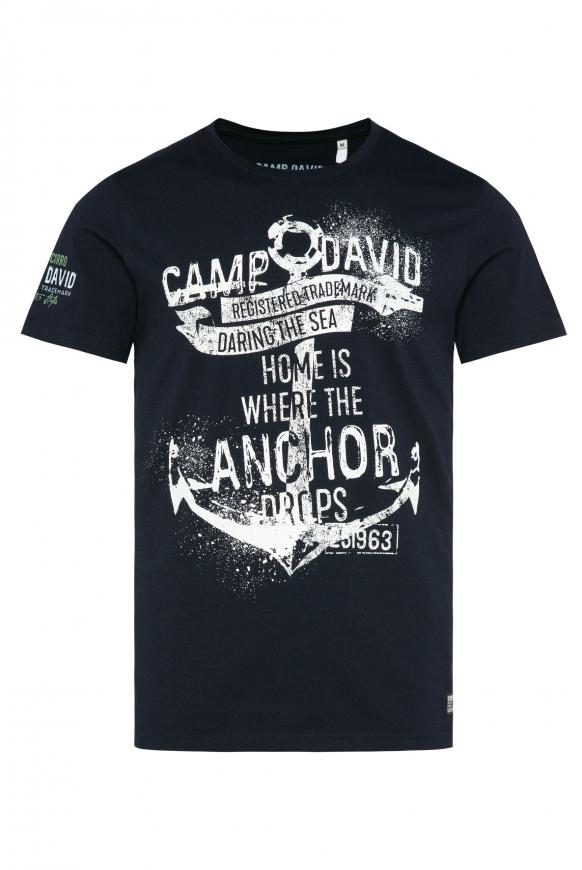 T-Shirt Rundhals mit Anker-Print blue navy