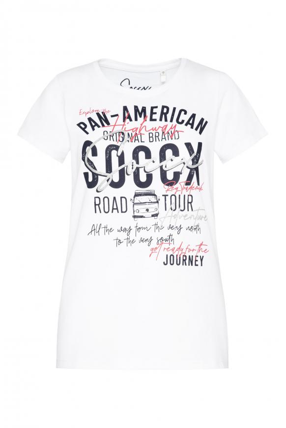 T-Shirt Rundhals mit Label Print opticwhite