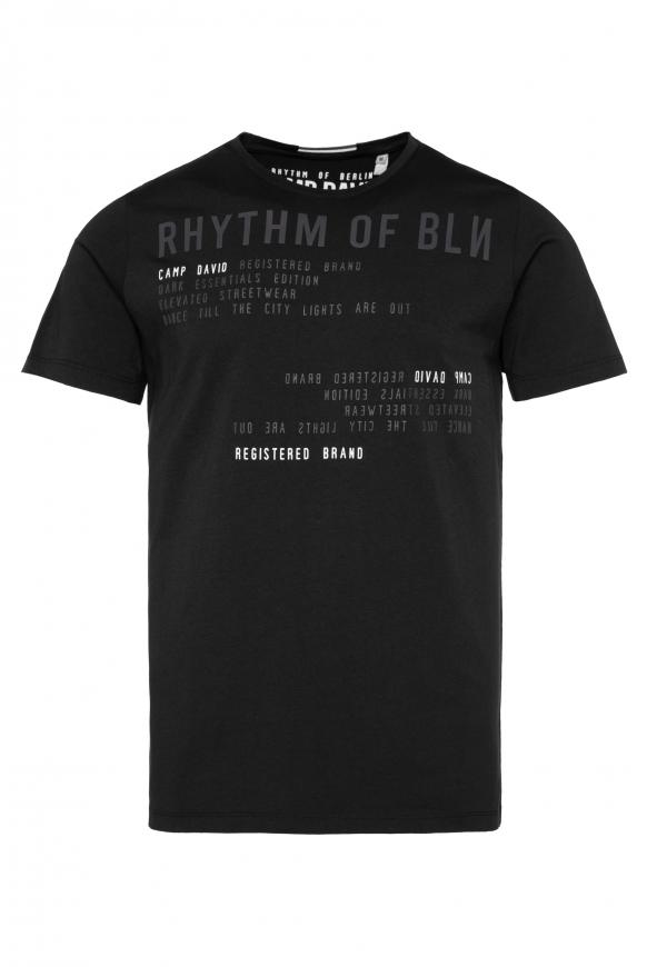 T-Shirt Rundhals mit Label Prints black