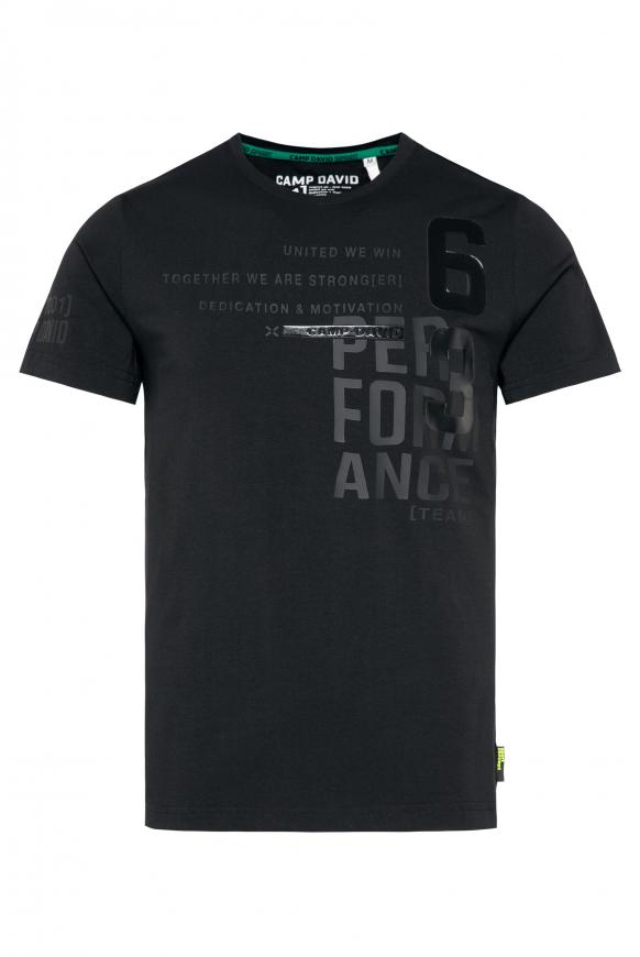T-Shirt Rundhals mit Rubber Prints black