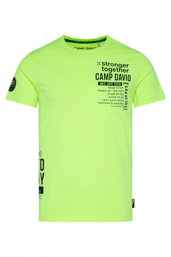 T-Shirt Rundhals mit Rubber Prints neon yellow