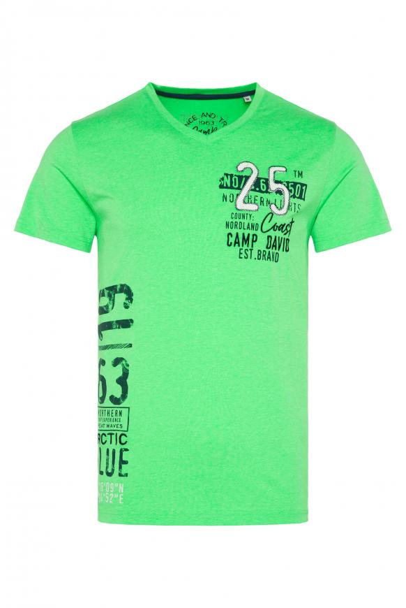 T-Shirt V-Neck mit Artworks arctic green