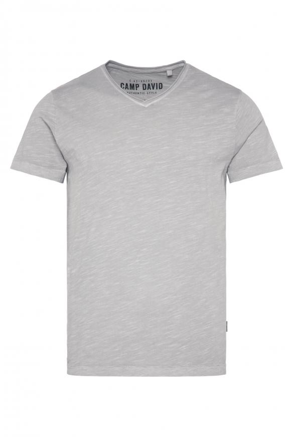 T-Shirt V-Neck mit Used Look new grey