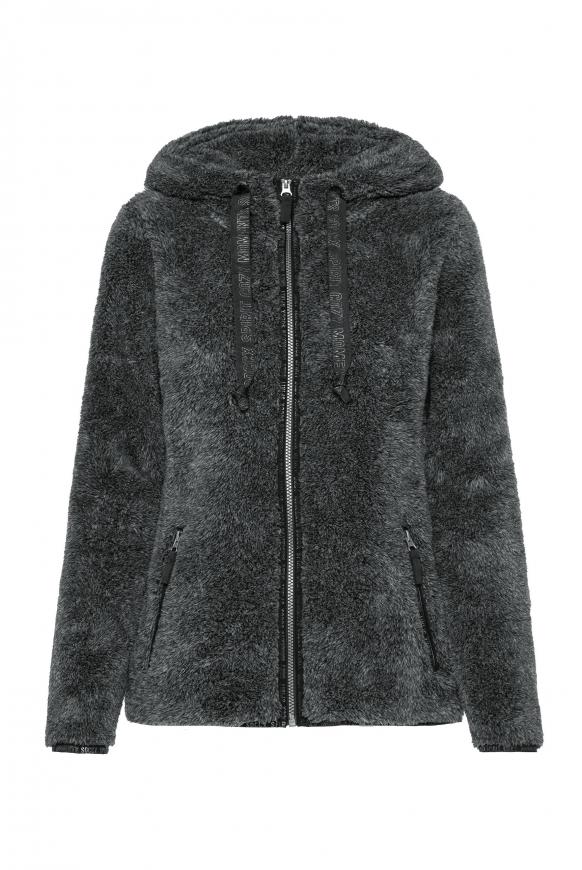 Teddyplüschjacke mit Kapuze black melange