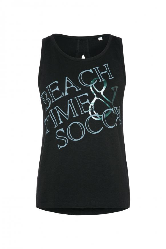 Top mit Print und Cut-Out am Rücken black