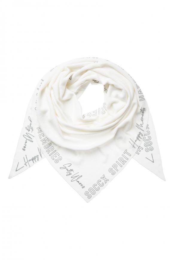 Triangle-Tuch aus Flauschstrick mit Print ivory melange