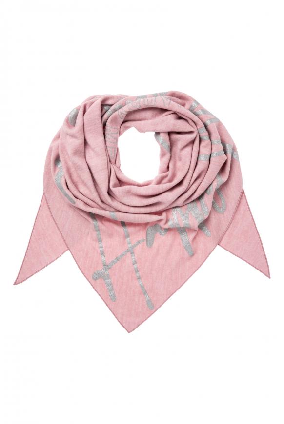 Triangle-Tuch aus Flauschstrick mit Print milky rose mel.