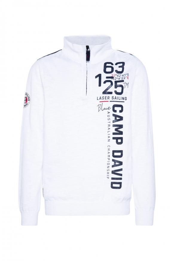 Troyer-Pullover mit Logo Print opticwhite