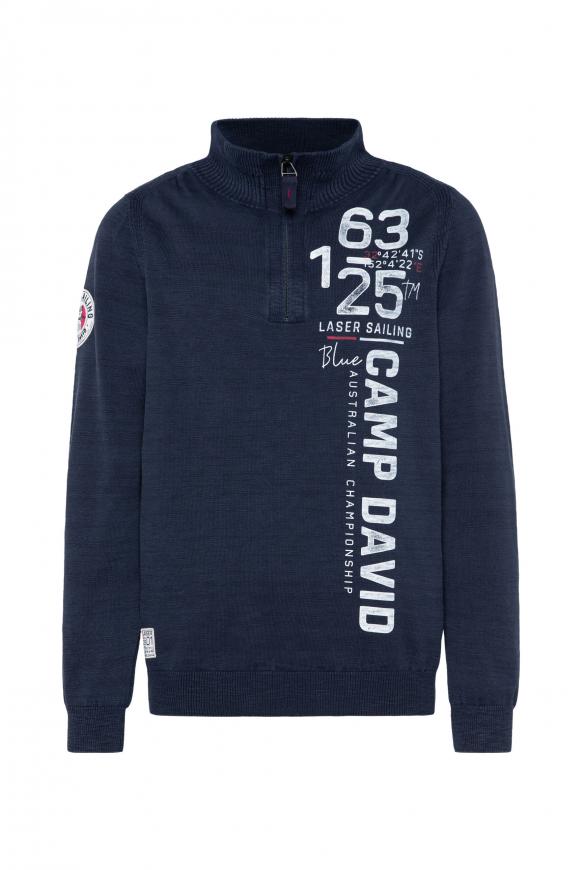 Troyer-Pullover mit Logo Print blue navy