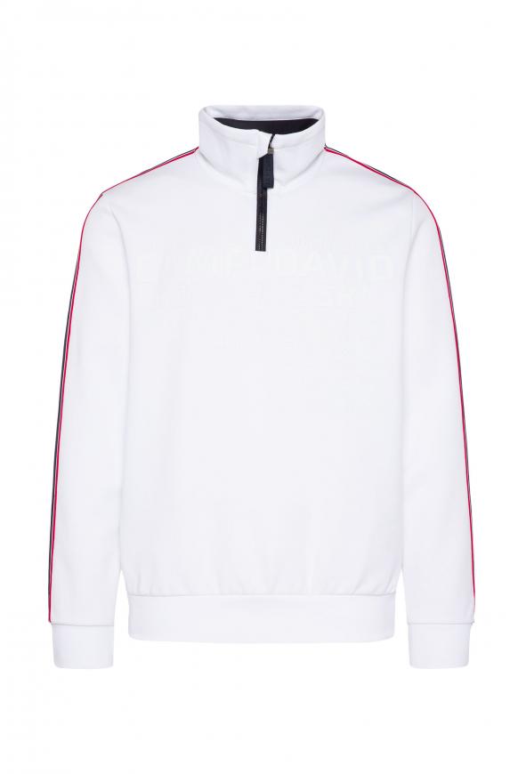 Troyer-Sweatshirt mit Artwork und Streifen-Tapes opticwhite