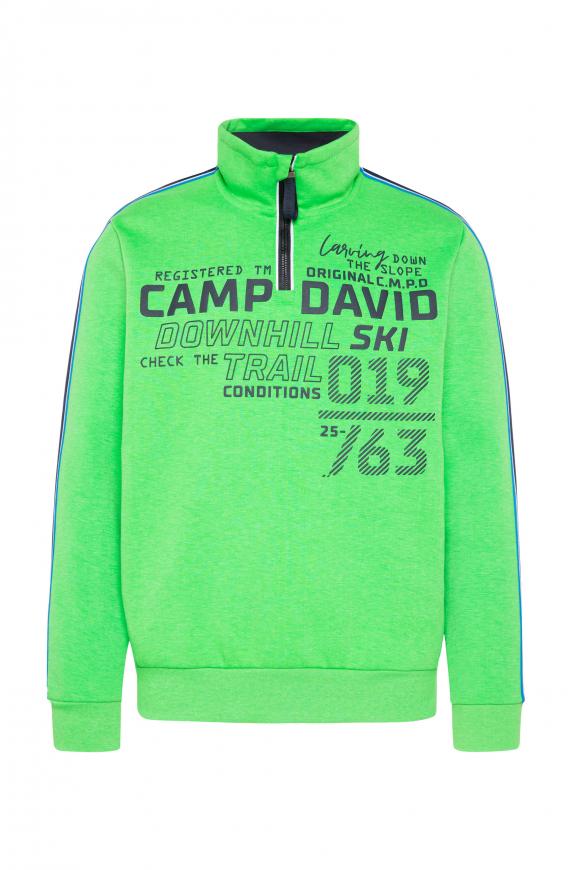 Troyer-Sweatshirt mit Artwork und Streifen-Tapes electric green