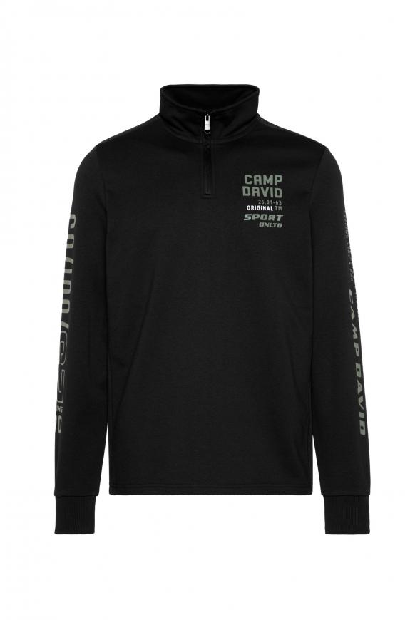 Troyer-Sweatshirt mit Mesh-Details black