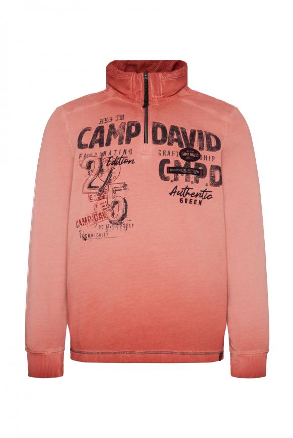 Troyer-Sweatshirt Oil Dyed mit Logo Design vintage red