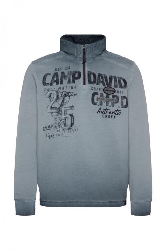 Troyer-Sweatshirt Oil Dyed mit Logo Design dark teal