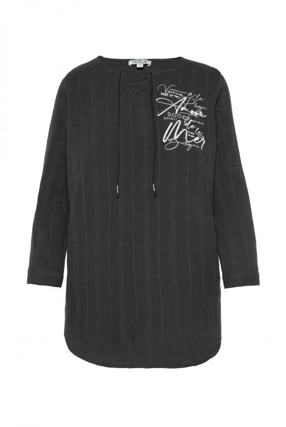 Tunika-Bluse mit Karowebmuster anthra