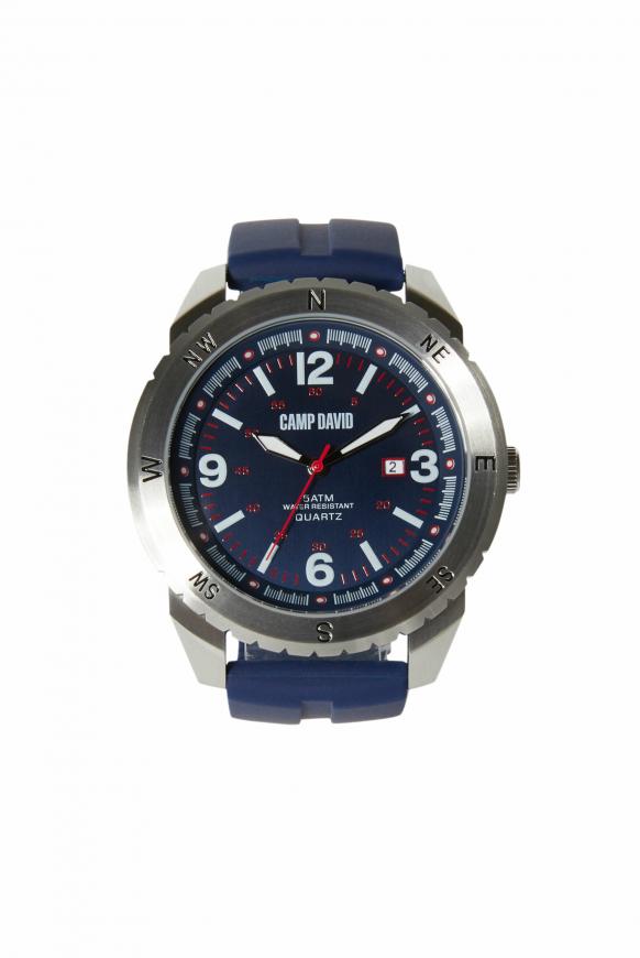 Uhr aus Edelstahl mit Silikonarmband navy blue