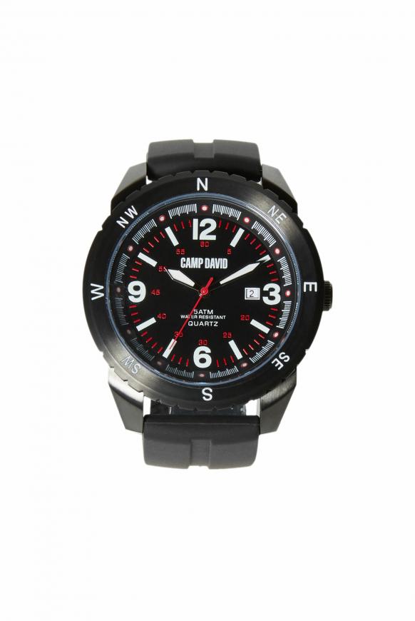 Uhr aus Edelstahl mit Silikonarmband black