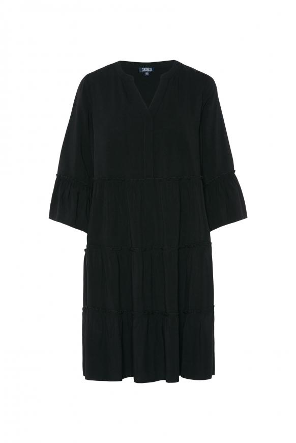 Unifarbenes Tunika-Kleid mit Volants black