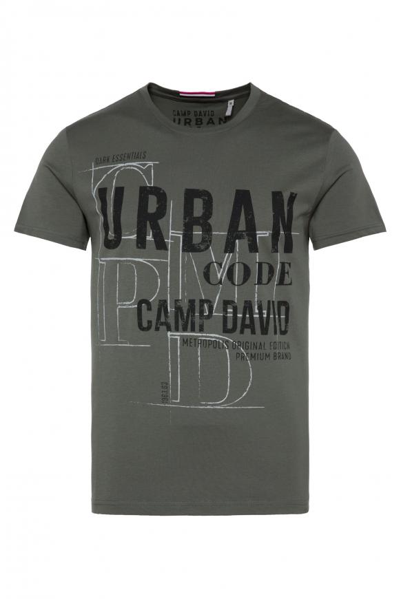 Urban T-Shirt mit Label Print dark olive