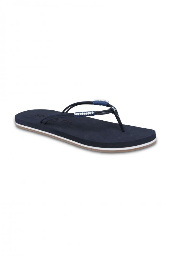 Veganer Zehentrenner mit Holzperlendekor blue navy