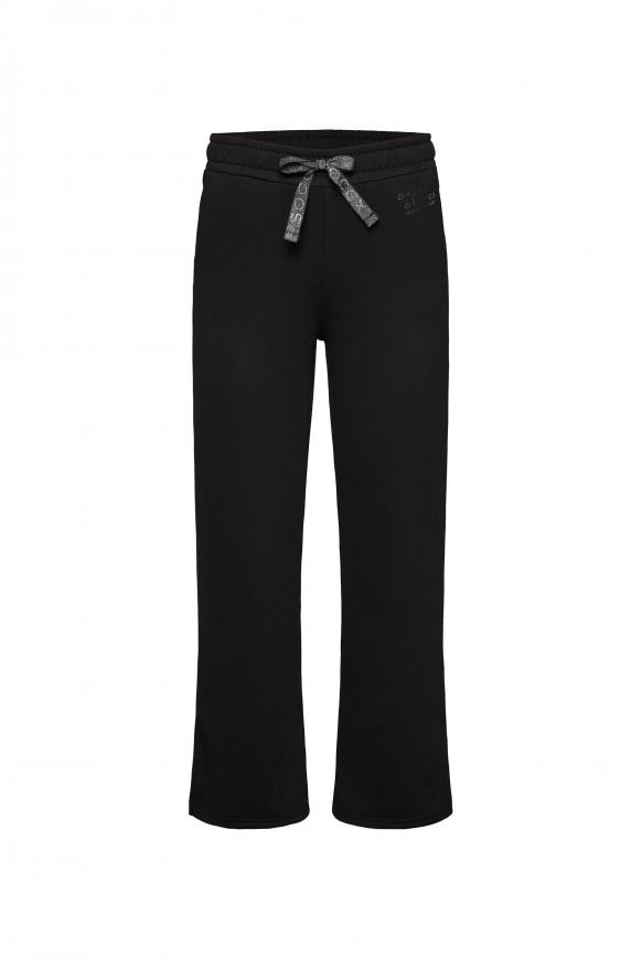Wide Leg Sweathose mit Folien-Print black