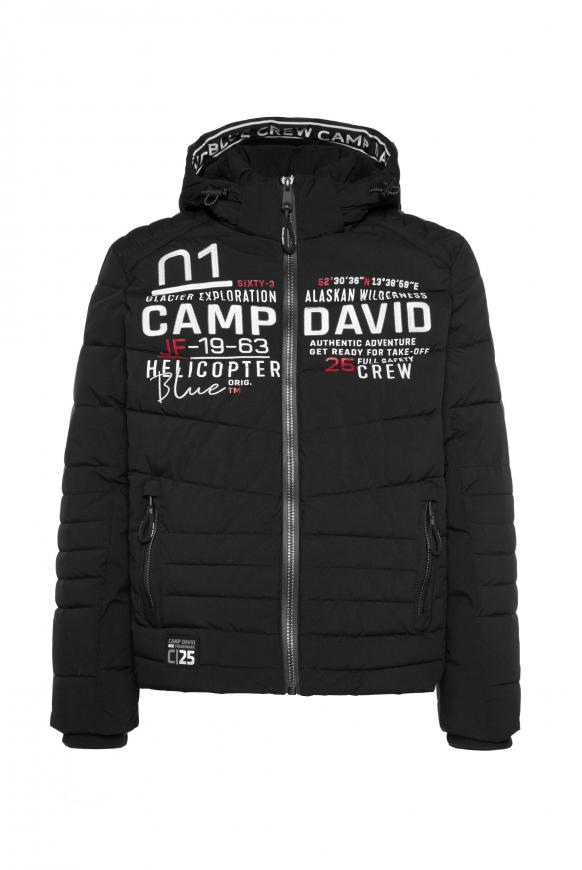Winterjacke mit Kapuze im Ski-Design black