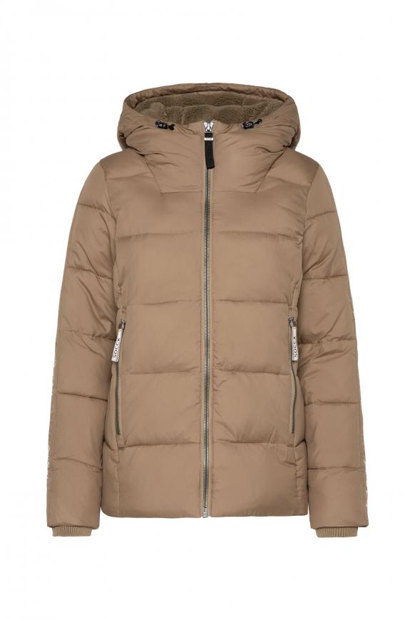 Winterjacke mit Kapuze und Logo-Tapes chestnut